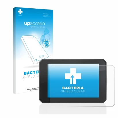 Face avant d’un emballage produit avec le logo de la marque upscreen. À côté, l’appareil FIT-EBIKE Display Comfort est représe