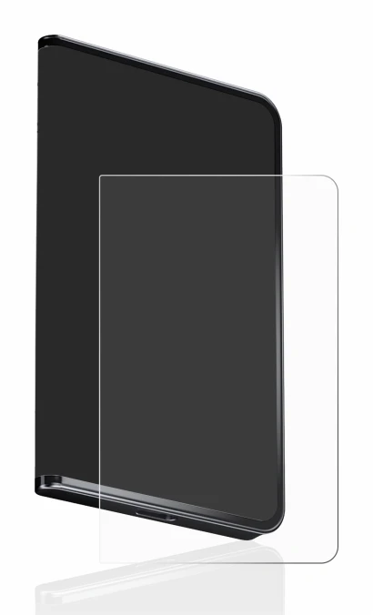 Image de l'appareil Ledger Stax crypto wallet avec une grande variété de protections d'écran.