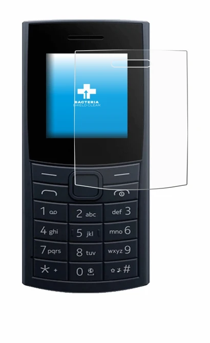Image de l'appareil Nokia 110 4G (2023) avec une grande variété de protections d'écran.