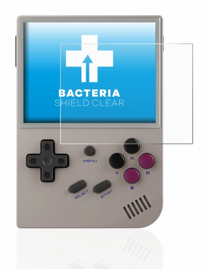 Image de l'appareil Anbernic RG35XX avec une grande variété de protections d'écran.