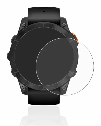 Image de l'appareil Garmin Fenix 7 Pro Solar (47 mm) avec une grande variété de protections d'écran.