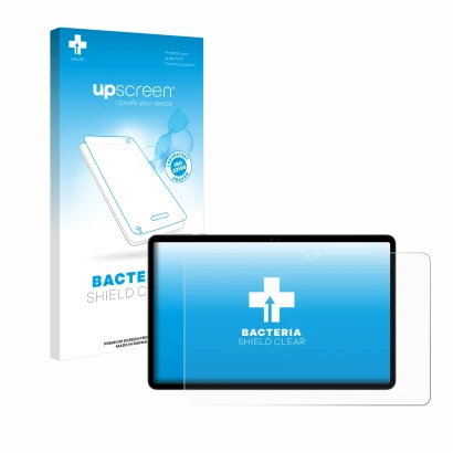 Face avant d’un emballage produit avec le logo de la marque upscreen. À côté, l’appareil Honor Pad X9 est représenté avec la p