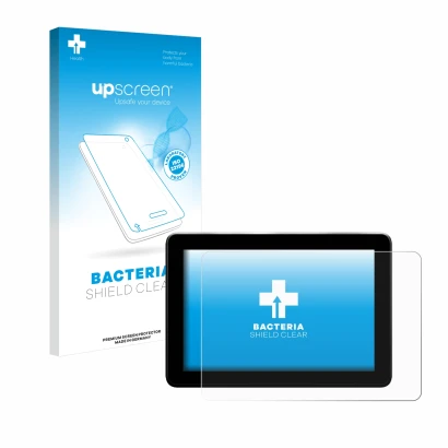 Face avant d’un emballage produit avec le logo de la marque upscreen. À côté, l’appareil Trimble GFX-1060 est représenté avec