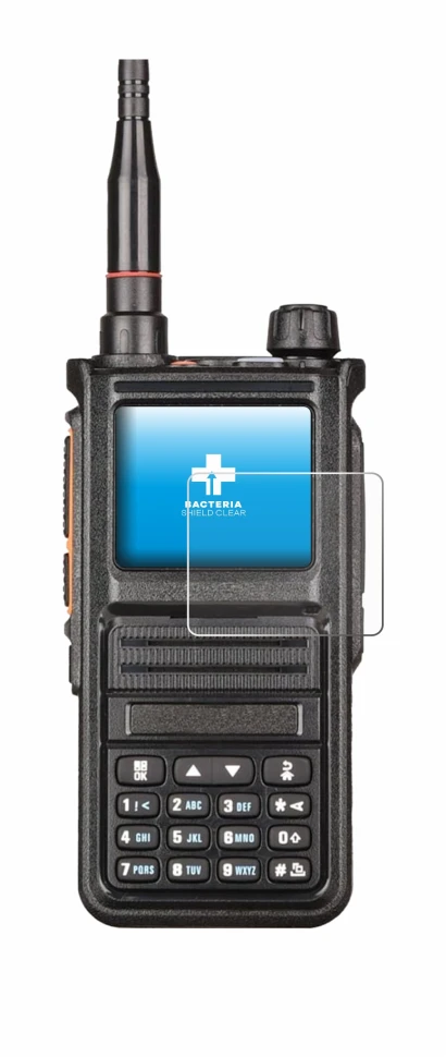 Image de l'appareil Radtel RT-470X avec une grande variété de protections d'écran.