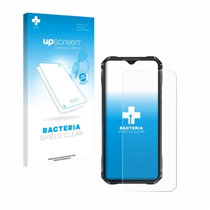 Face avant d’un emballage produit avec le logo de la marque upscreen. À côté, l’appareil Oukitel WP33 Pro est représenté avec