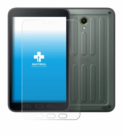 Image de l'appareil Samsung Galaxy Tab Active 5 (portrait) avec une grande variété de protections d'écran.