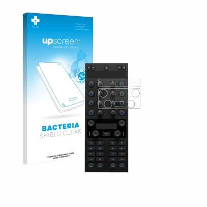 Face avant d’un emballage produit avec le logo de la marque upscreen. À côté, l’appareil Native Instruments Traktor Kontrol X1