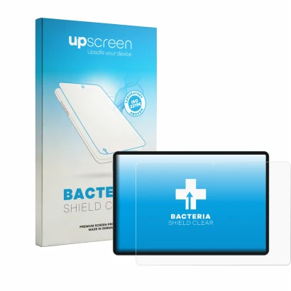 Face avant d’un emballage produit avec le logo de la marque upscreen. À côté, l’appareil Teclast P50 est représenté avec la pr