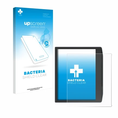 Face avant d’un emballage produit avec le logo de la marque upscreen. À côté, l’appareil PocketBook Era Color est représenté a
