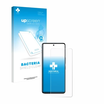 Face avant d’un emballage produit avec le logo de la marque upscreen. À côté, l’appareil Infinix GT 20 Pro est représenté avec