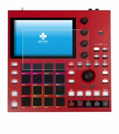 Image de l'appareil Akai MPC One+ avec une grande variété de protections d'écran.