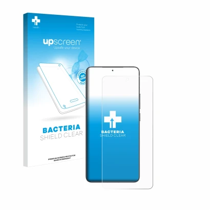 Face avant d’un emballage produit avec le logo de la marque upscreen. À côté, l’appareil Xiaomi Poco F6 Pro est représenté ave