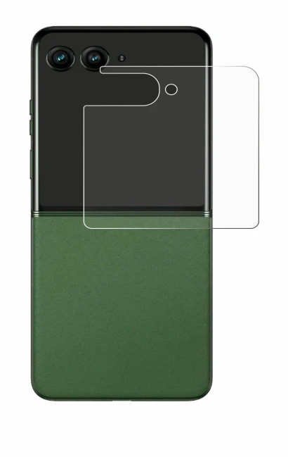 Image de l'appareil Motorola Razr 50 (Affichage arrière) avec une grande variété de protections d'écran.