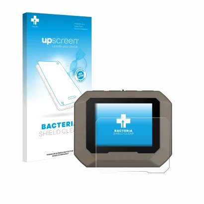 Face avant d’un emballage produit avec le logo de la marque upscreen. À côté, l’appareil Garmin Xero C1 Pro est représenté ave