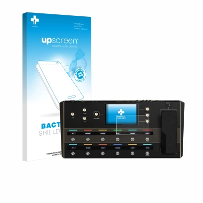 Face avant d’un emballage produit avec le logo de la marque upscreen. À côté, l’appareil Headrush Prime est représenté avec la