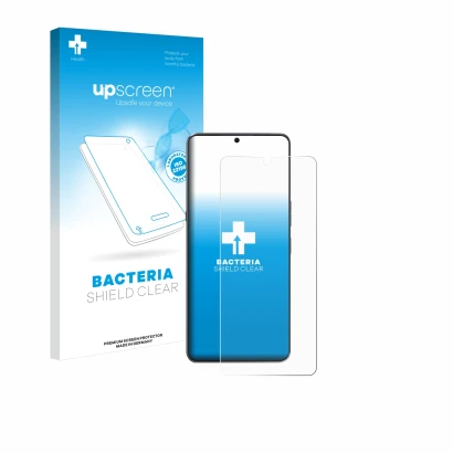 Face avant d’un emballage produit avec le logo de la marque upscreen. À côté, l’appareil Cubot Max 5 est représenté avec la pr