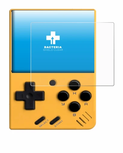 Image de l'appareil Miyoo Mini V4 avec une grande variété de protections d'écran.