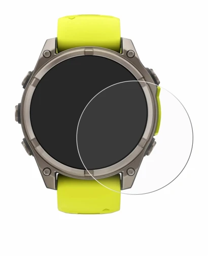 Image de l'appareil Garmin Fenix 8 Solar (47 mm) avec une grande variété de protections d'écran.