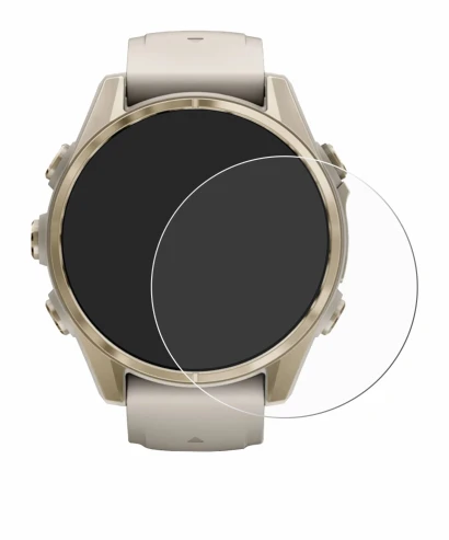 Image de l'appareil Garmin Fenix 8 (43 mm) avec une grande variété de protections d'écran.