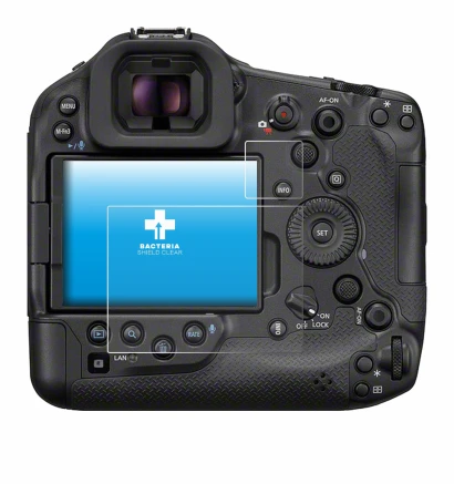 Image de l'appareil Canon EOS R1 avec une grande variété de protections d'écran.