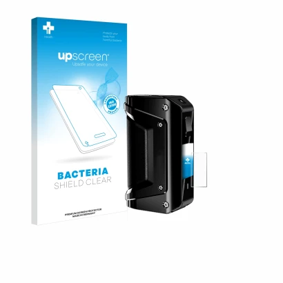 Face avant d’un emballage produit avec le logo de la marque upscreen. À côté, l’appareil geekvape Aegis 3 est représenté avec 