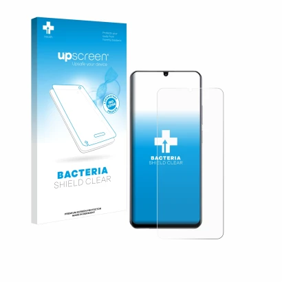 Face avant d’un emballage produit avec le logo de la marque upscreen. À côté, l’appareil realme Note 60 4G est représenté avec