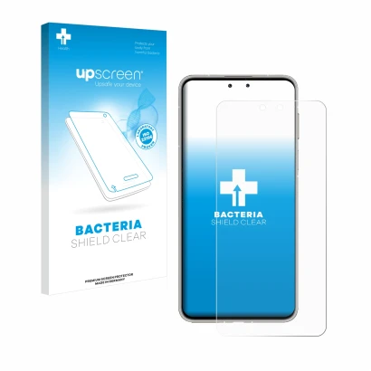 Face avant d’un emballage produit avec le logo de la marque upscreen. À côté, l’appareil Huawei Mate 70 Pro Plus est représent