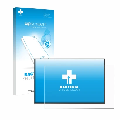 Face avant d’un emballage produit avec le logo de la marque upscreen. À côté, l’appareil Uperfect UGame K118 18" est représent
