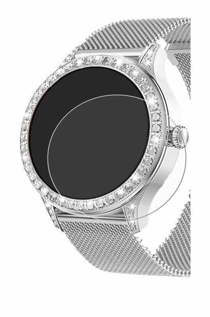 Image de l'appareil Powerwill Smartwatch 1.27" avec une grande variété de protections d'écran.