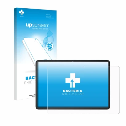 Face avant d’un emballage produit avec le logo de la marque upscreen. À côté, l’appareil Blackview Tab 60 Pro 10.1