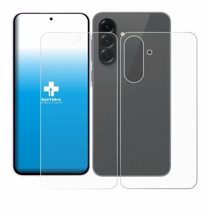Image de l'appareil Samsung Galaxy A56 5G Enterprise Edition (Avant+Arrière) avec une grande variété de protections d'écran.