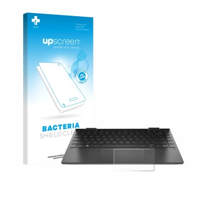 Face avant d’un emballage produit avec le logo de la marque upscreen. À côté, l’appareil HP Envy x360 (13-X) (UNIQUEMENT Touch
