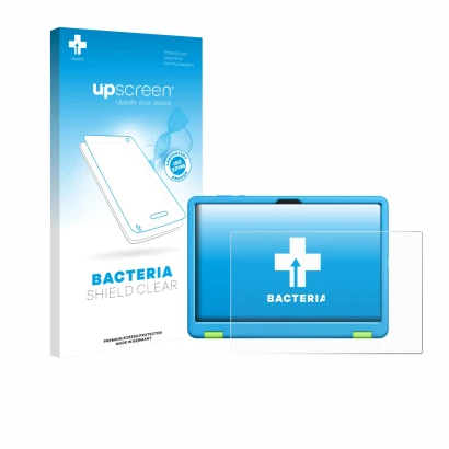 Face avant d’un emballage produit avec le logo de la marque upscreen. À côté, l’appareil Honor Pad X8a Kids Edition est représ