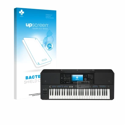 Face avant d’un emballage produit avec le logo de la marque upscreen. À côté, l’appareil Yamaha PSR-SX720 est représenté avec