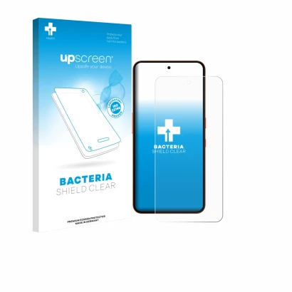 Face avant d’un emballage produit avec le logo de la marque upscreen. À côté, l’appareil Nothing CMF Phone 2 Pro est représent