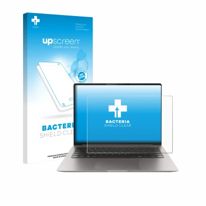 Face avant d’un emballage produit avec le logo de la marque upscreen. À côté, l’appareil Honor MagicBook Pro 14 est représenté