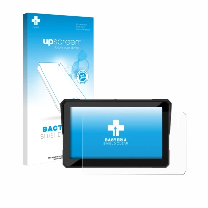 Face avant d’un emballage produit avec le logo de la marque upscreen. À côté, l’appareil Carpuride W702S Pro 7" est représenté