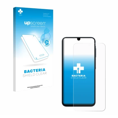 Face avant d’un emballage produit avec le logo de la marque upscreen. À côté, l’appareil Samsung Galaxy A17 4G est représenté