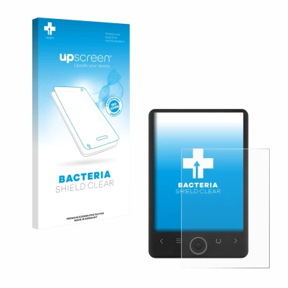 Face avant d’un emballage produit avec le logo de la marque upscreen. À côté, l’appareil SPC Light 2 est représenté avec la pr