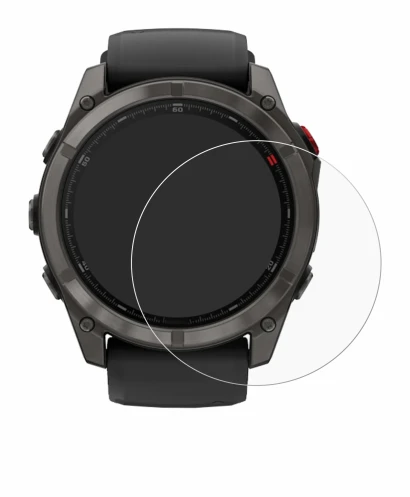 Image de l'appareil Garmin Fenix 8 Pro AMOLED (47 mm) avec une grande variété de protections d'écran.