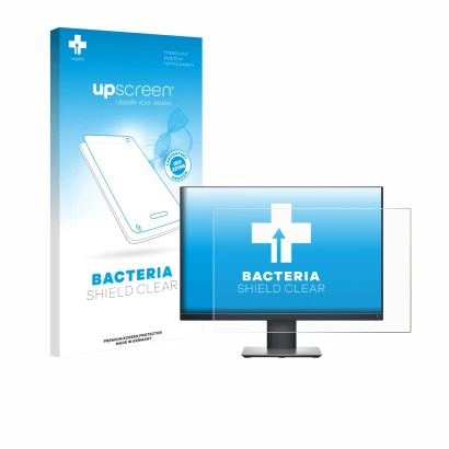 Face avant d’un emballage produit avec le logo de la marque upscreen. À côté, l’appareil Dell Professional P2421 est représent