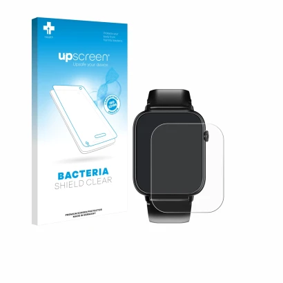 Face avant d’un emballage produit avec le logo de la marque upscreen. À côté, l’appareil Oukitel V3 1.83" est représenté avec 