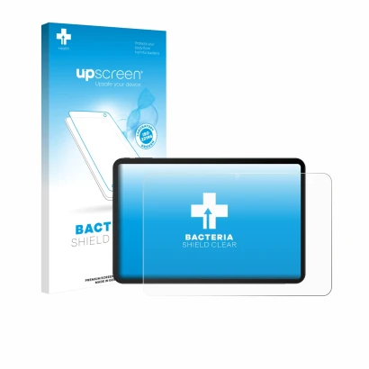 Face avant d’un emballage produit avec le logo de la marque upscreen. À côté, l’appareil Doogee Tab G6 Max est représenté avec