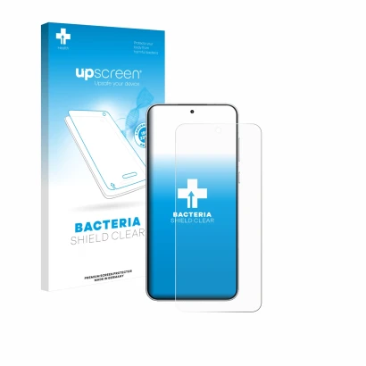 Face avant d’un emballage produit avec le logo de la marque upscreen. À côté, l’appareil OnePlus 15R est représenté avec la pr