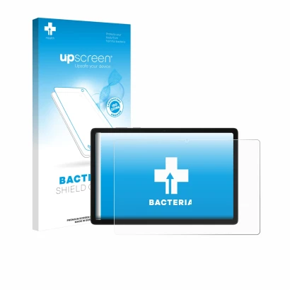 Face avant d’un emballage produit avec le logo de la marque upscreen. À côté, l’appareil Samsung Galaxy Tab A11 Plus 5G 11" es