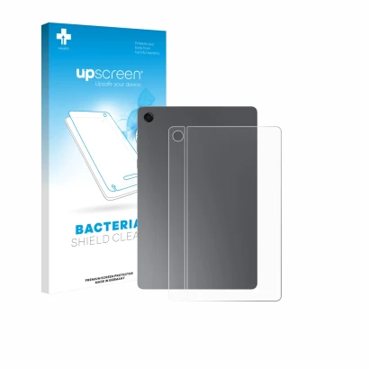 Face avant d’un emballage produit avec le logo de la marque upscreen. À côté, l’appareil Samsung Galaxy Tab A11 Plus 5G 11" (A