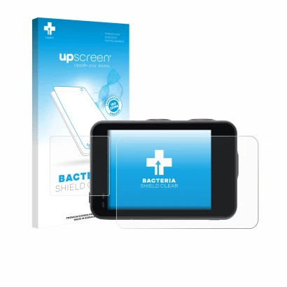 Face avant d’un emballage produit avec le logo de la marque upscreen. À côté, l’appareil Akaso Brave 7 est représenté avec la 