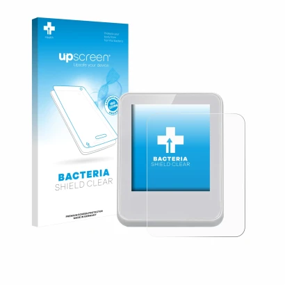 Face avant d’un emballage produit avec le logo de la marque upscreen. À côté, l’appareil Bresser ClimaTemp Thermomètre d'ambia