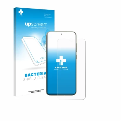 Face avant d’un emballage produit avec le logo de la marque upscreen. À côté, l’appareil OnePlus 13T est représenté avec la pr