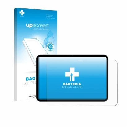 Face avant d’un emballage produit avec le logo de la marque upscreen. À côté, l’appareil Blackview Oscal Pad 200 est représent